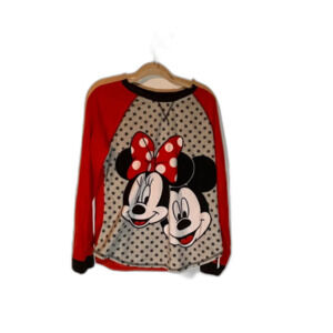 NWT Cozycore Disney Red, Black & White Mickey & Minnie Plush Pajama Top SZ L